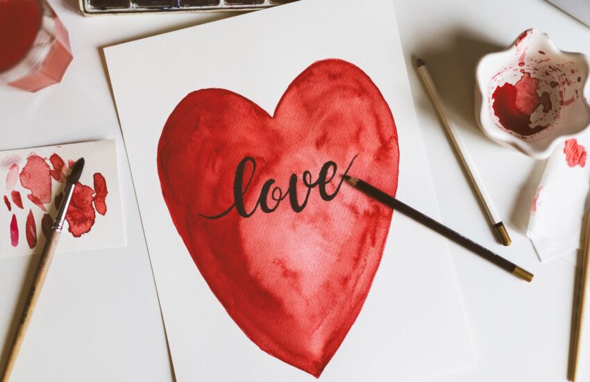 Love card with hearts