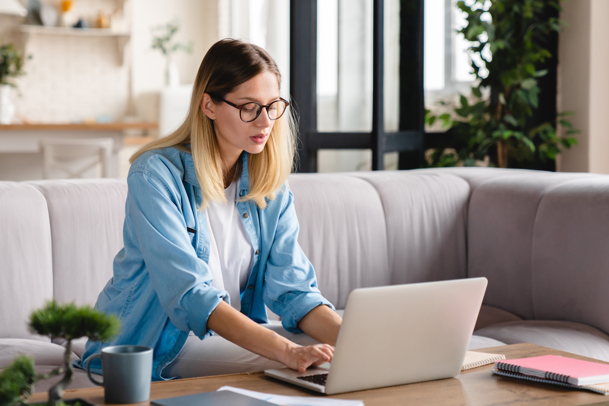 Young beautiful student tutor businesswoman teacher working e-learning teaching from home remotely