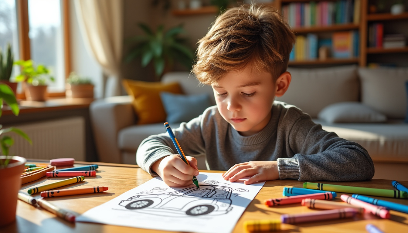 Avantages du coloriage de voiture à imprimer en PDF pour le développement des enfants