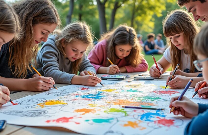 découvrez comment organiser un dessin collectif sur une grande feuille, une activité ludique et conviviale idéale pour animer vos événements communautaires et renforcer les liens entre participants.