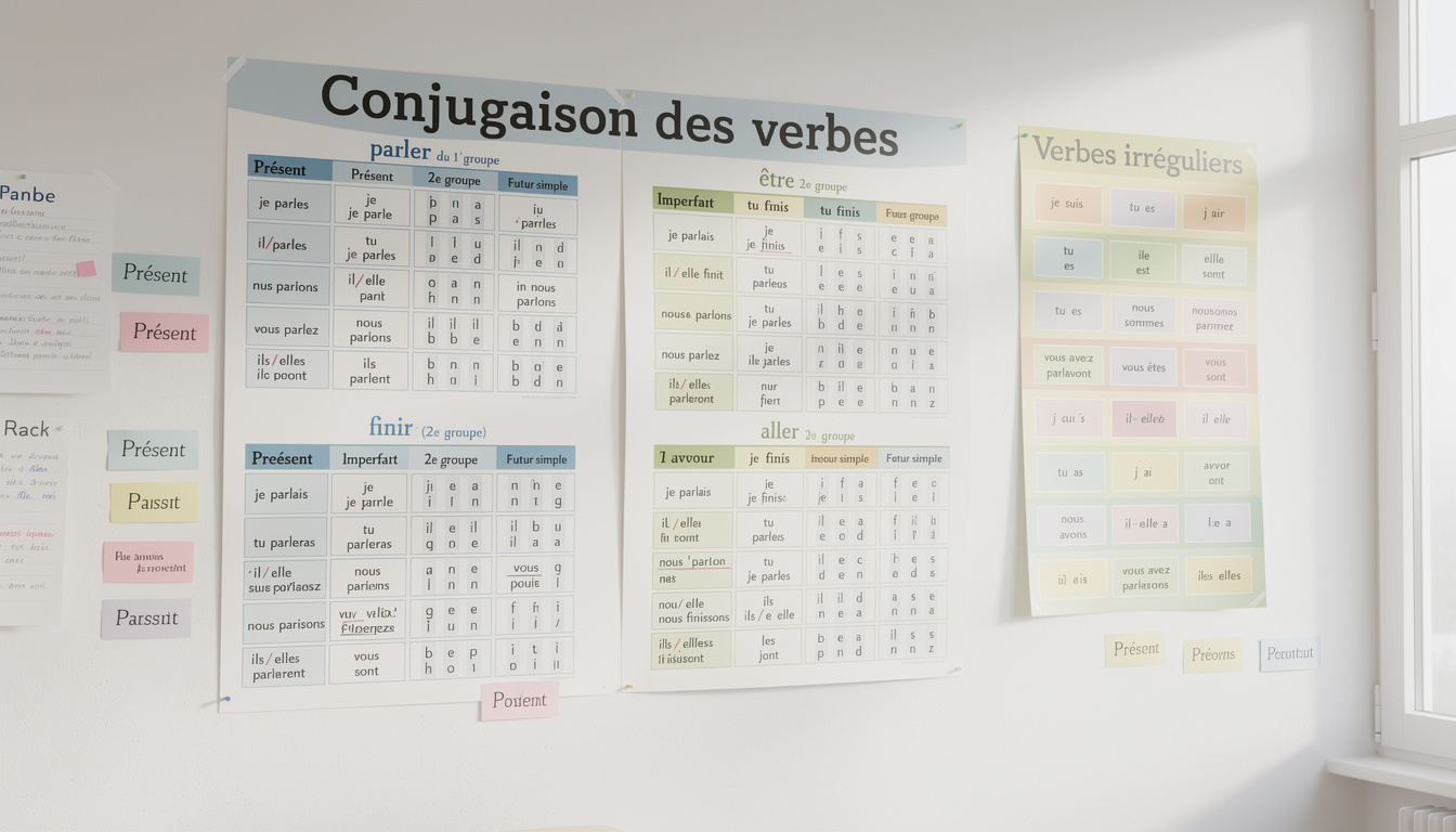 découvrez un aperçu complet du tableau des terminaisons de conjugaison pour les verbes réguliers et irréguliers en français, facilitant l'apprentissage et la maîtrise des conjugaisons.