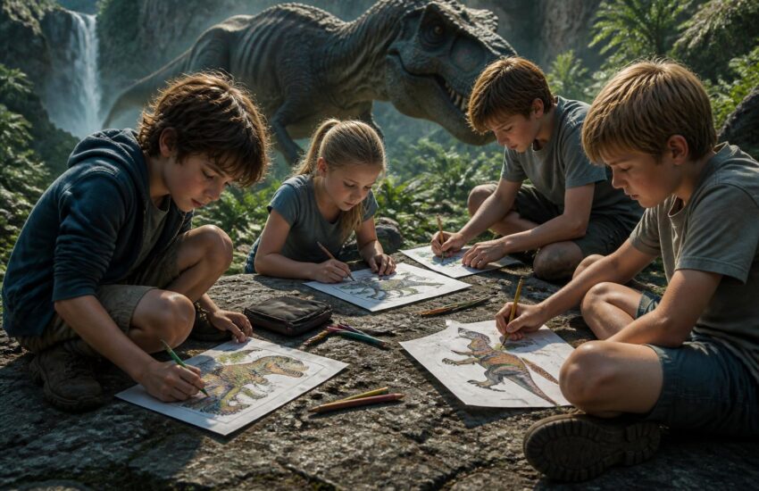 plongez dans l'univers fascinant de jurassic park avec notre coloriage de dinosaure, une aventure artistique à partager entre amis pour des moments de créativité et de fun.
